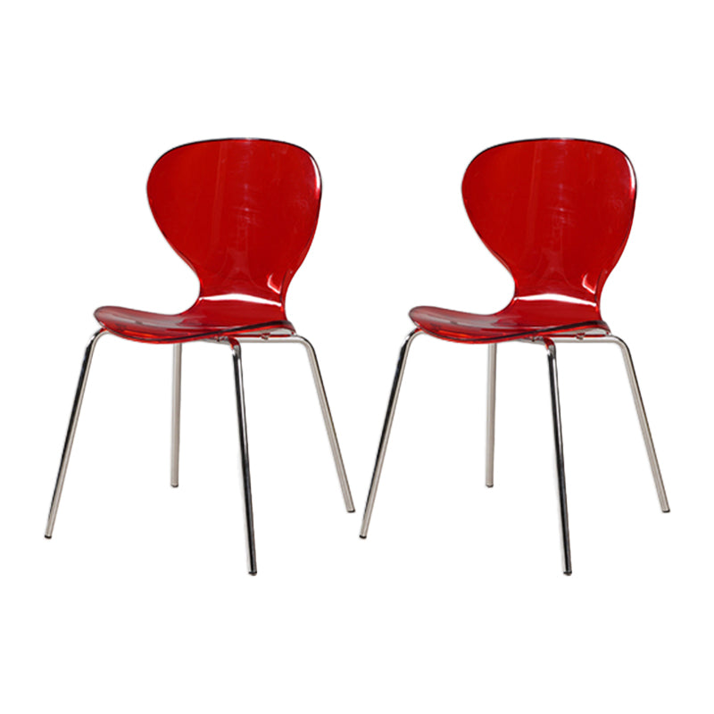 Contemporary Style Metal Chairs Set Solid Back Side Kitchen Dining Chair