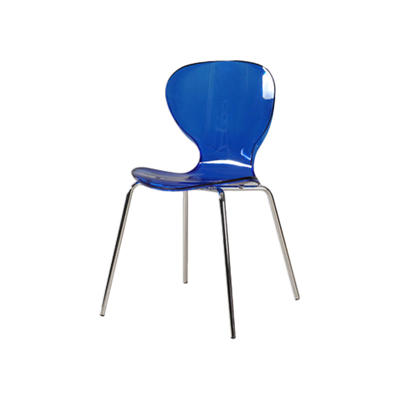 Contemporary Style Metal Chairs Set Solid Back Side Kitchen Dining Chair