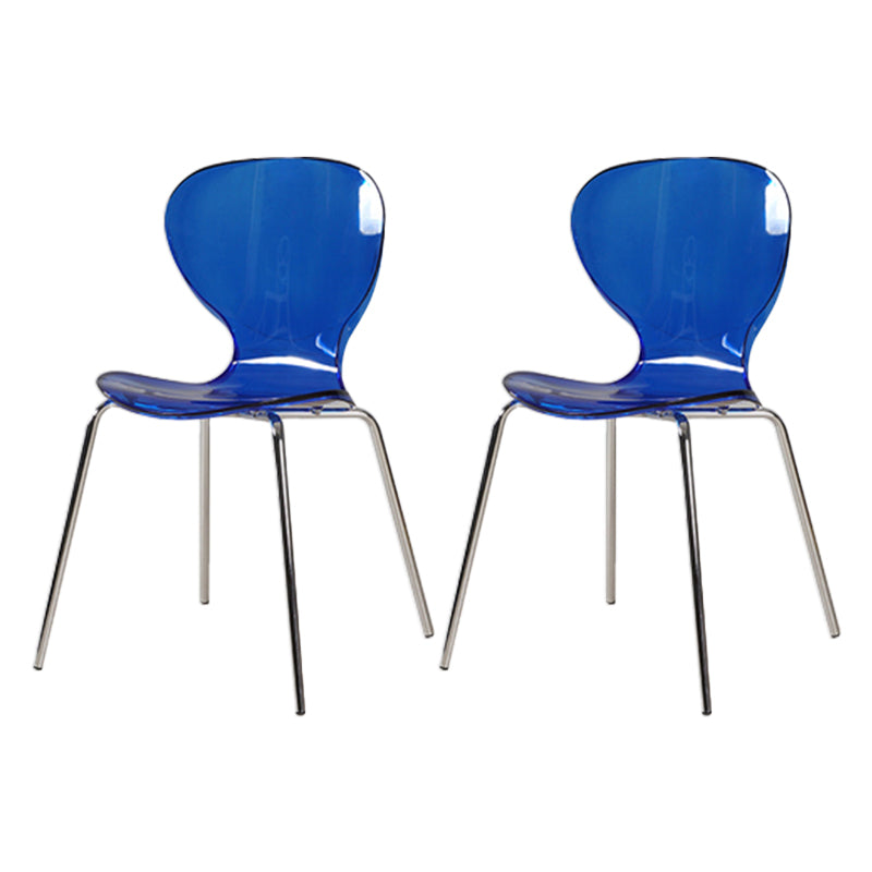 Contemporary Style Metal Chairs Set Solid Back Side Kitchen Dining Chair