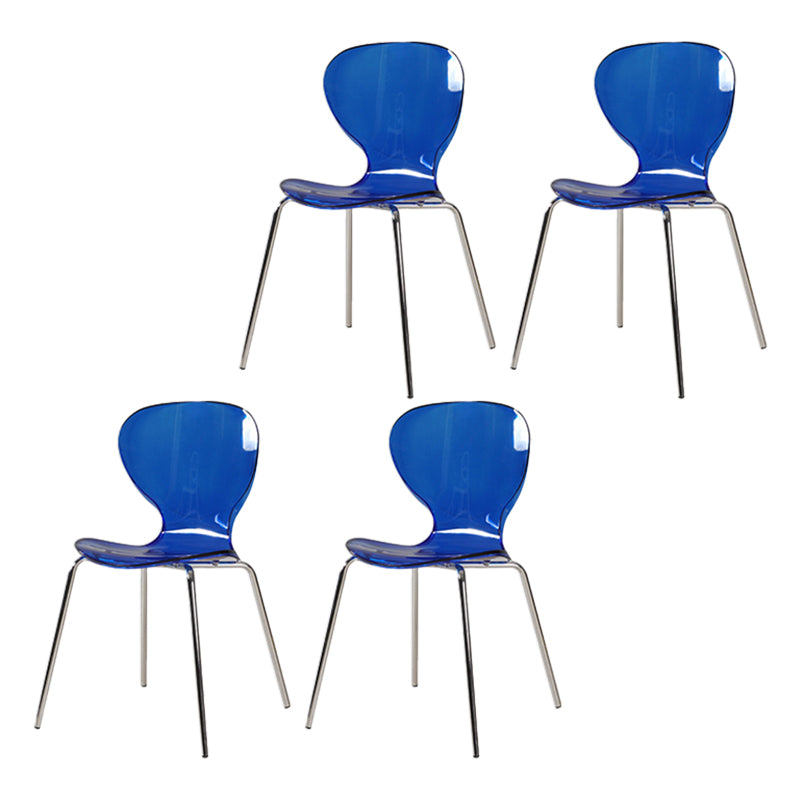 Contemporary Style Metal Chairs Set Solid Back Side Kitchen Dining Chair