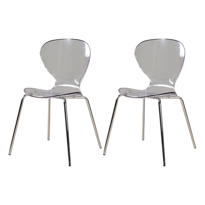 Contemporary Style Metal Chairs Set Solid Back Side Kitchen Dining Chair