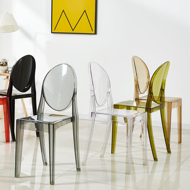 European Glam Style Plastic Chair Open Back Side Kitchen Dining Chairs