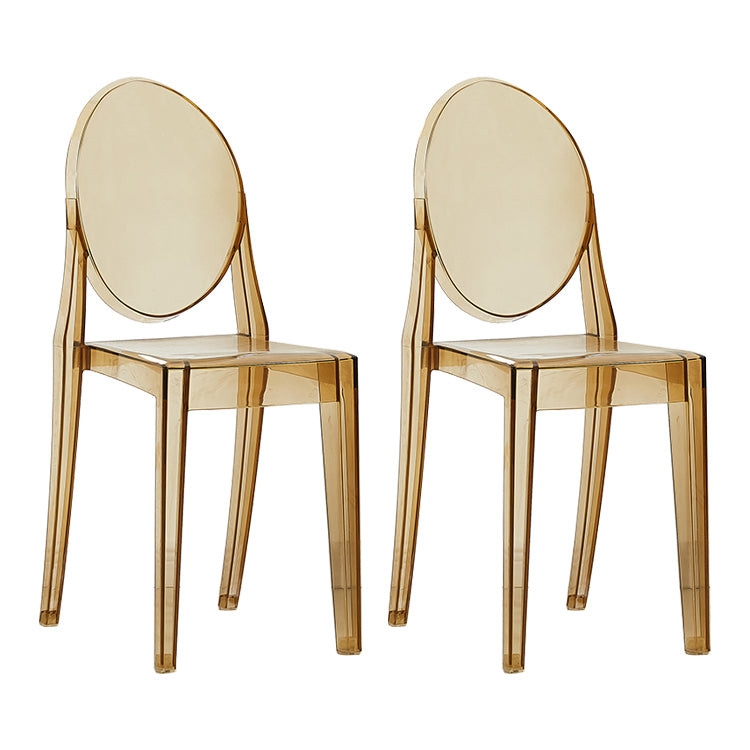 European Glam Style Plastic Chair Open Back Side Kitchen Dining Chairs