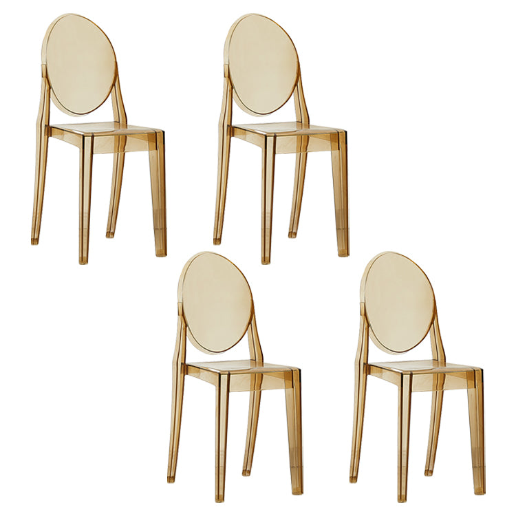 European Glam Style Plastic Chair Open Back Side Kitchen Dining Chairs