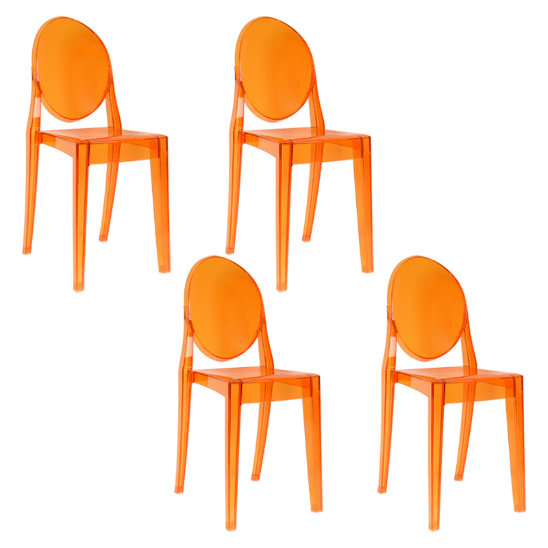 European Glam Style Plastic Chair Open Back Side Kitchen Dining Chairs