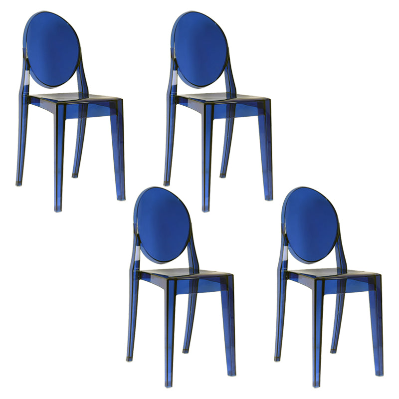 European Glam Style Plastic Chair Open Back Side Kitchen Dining Chairs