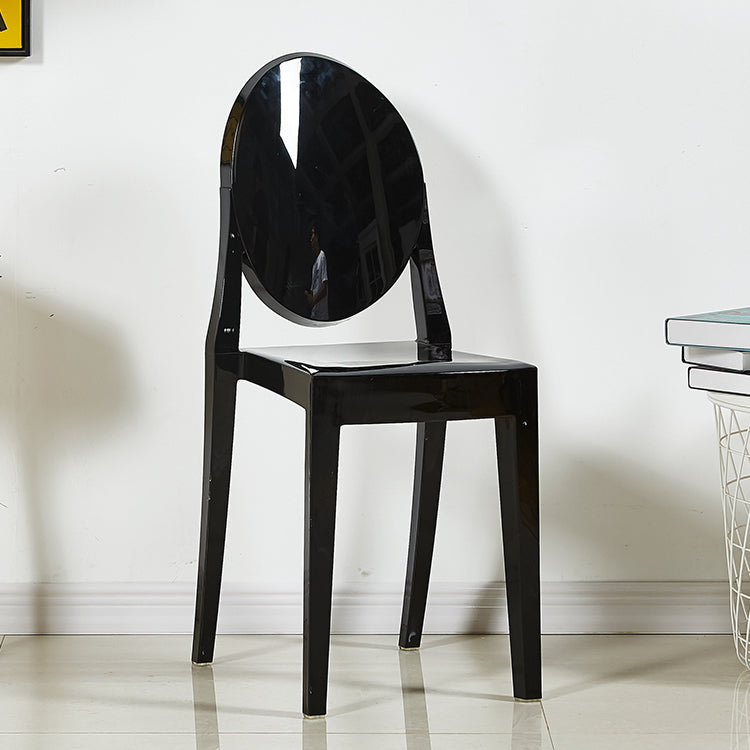 European Glam Style Plastic Chair Open Back Side Kitchen Dining Chairs