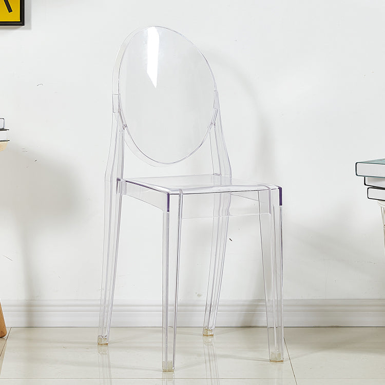 European Glam Style Plastic Chair Open Back Side Kitchen Dining Chairs