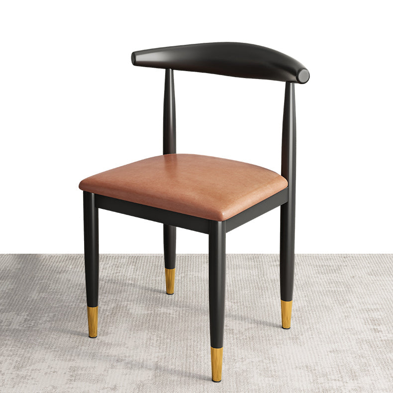 Contemporary Metal Side Chair Restaurant Armless Cow Horn Open Back Dining Side Chair