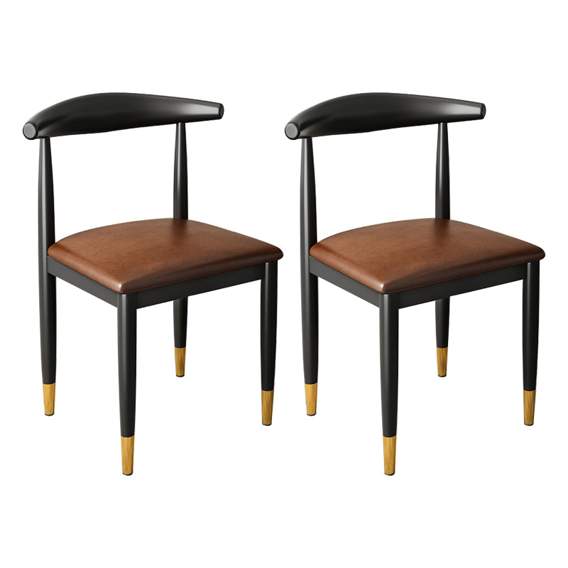 Contemporary Metal Side Chair Restaurant Armless Cow Horn Open Back Dining Side Chair