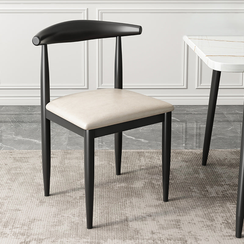 Contemporary Metal Side Chair Restaurant Armless Cow Horn Open Back Dining Side Chair