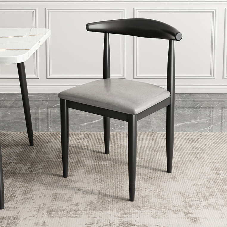 Contemporary Metal Side Chair Restaurant Armless Cow Horn Open Back Dining Side Chair