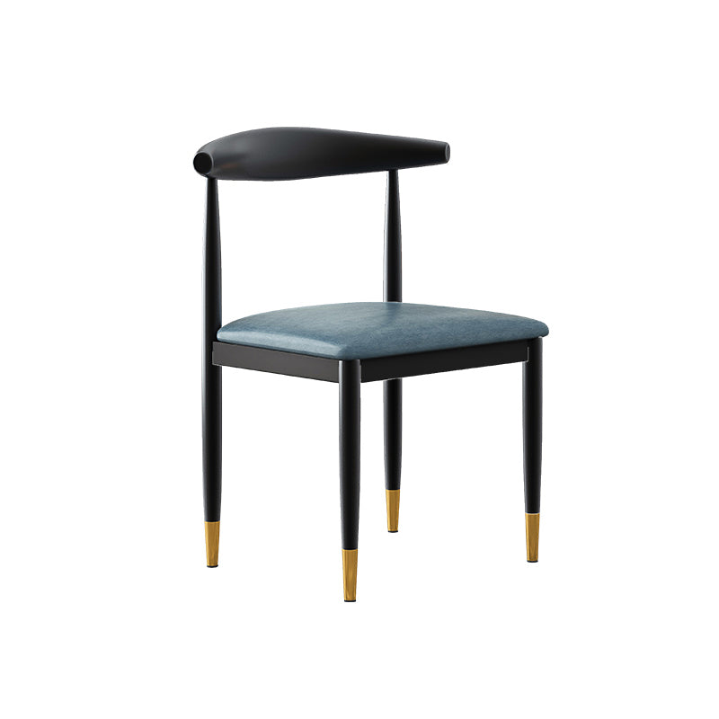 Contemporary Metal Side Chair Restaurant Armless Cow Horn Open Back Dining Side Chair