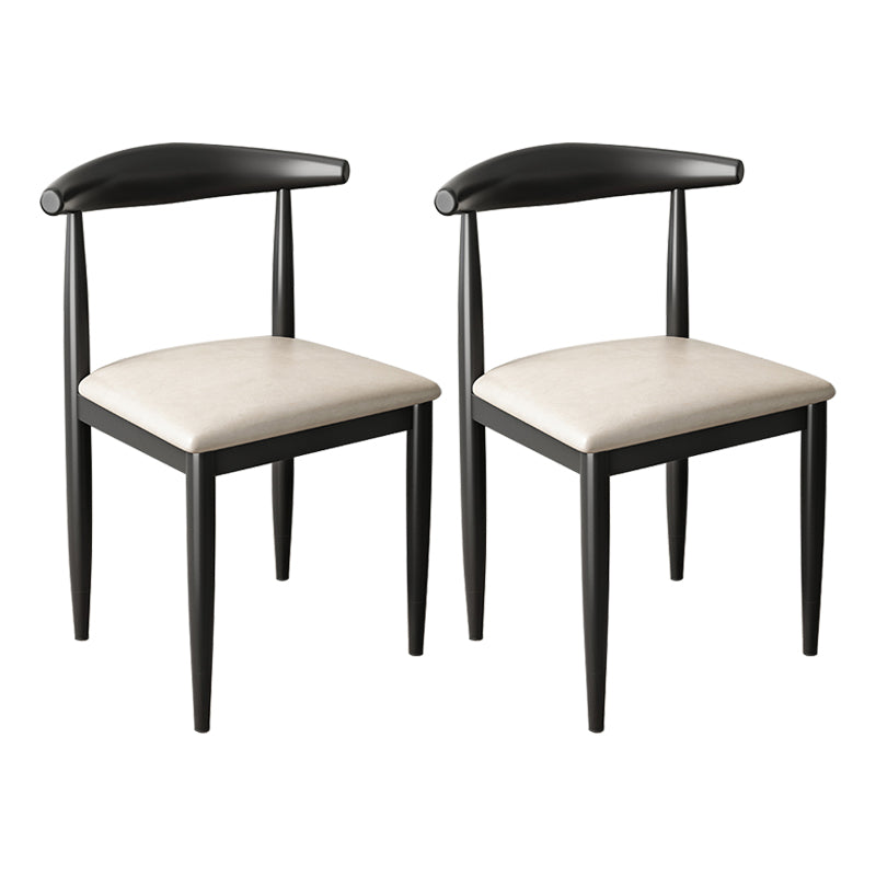 Contemporary Metal Side Chair Restaurant Armless Cow Horn Open Back Dining Side Chair