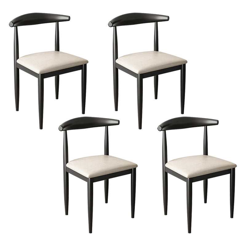 Contemporary Metal Side Chair Restaurant Armless Cow Horn Open Back Dining Side Chair