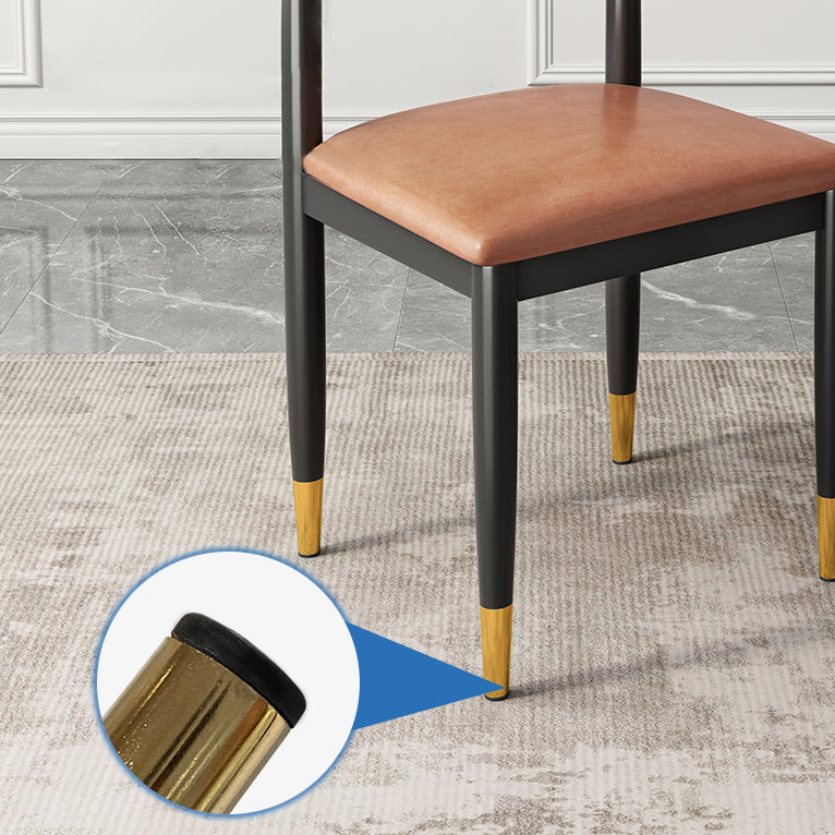 Contemporary Metal Side Chair Restaurant Armless Cow Horn Open Back Dining Side Chair