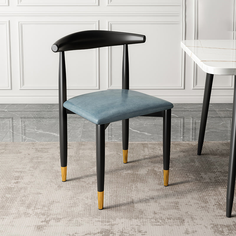 Contemporary Metal Side Chair Restaurant Armless Cow Horn Open Back Dining Side Chair