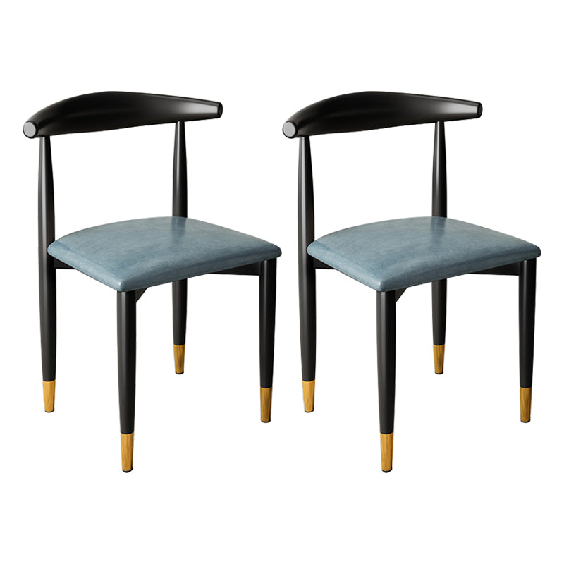 Contemporary Metal Side Chair Restaurant Armless Cow Horn Open Back Dining Side Chair