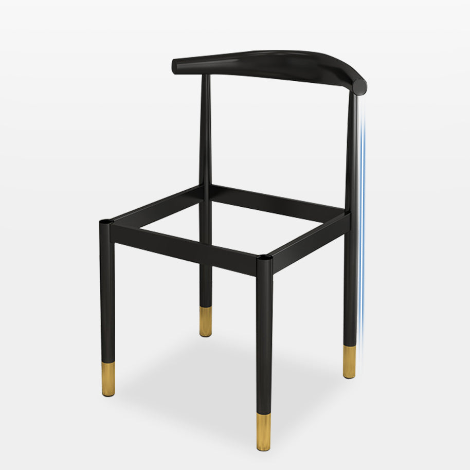 Contemporary Metal Side Chair Restaurant Armless Cow Horn Open Back Dining Side Chair