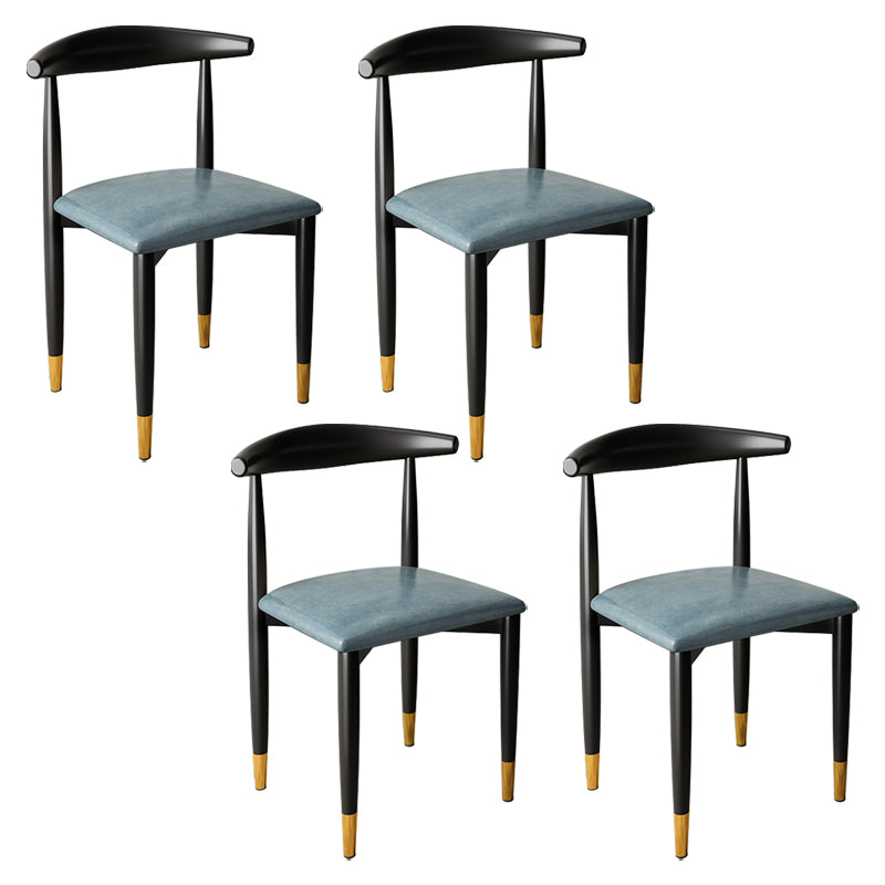 Contemporary Metal Side Chair Restaurant Armless Cow Horn Open Back Dining Side Chair