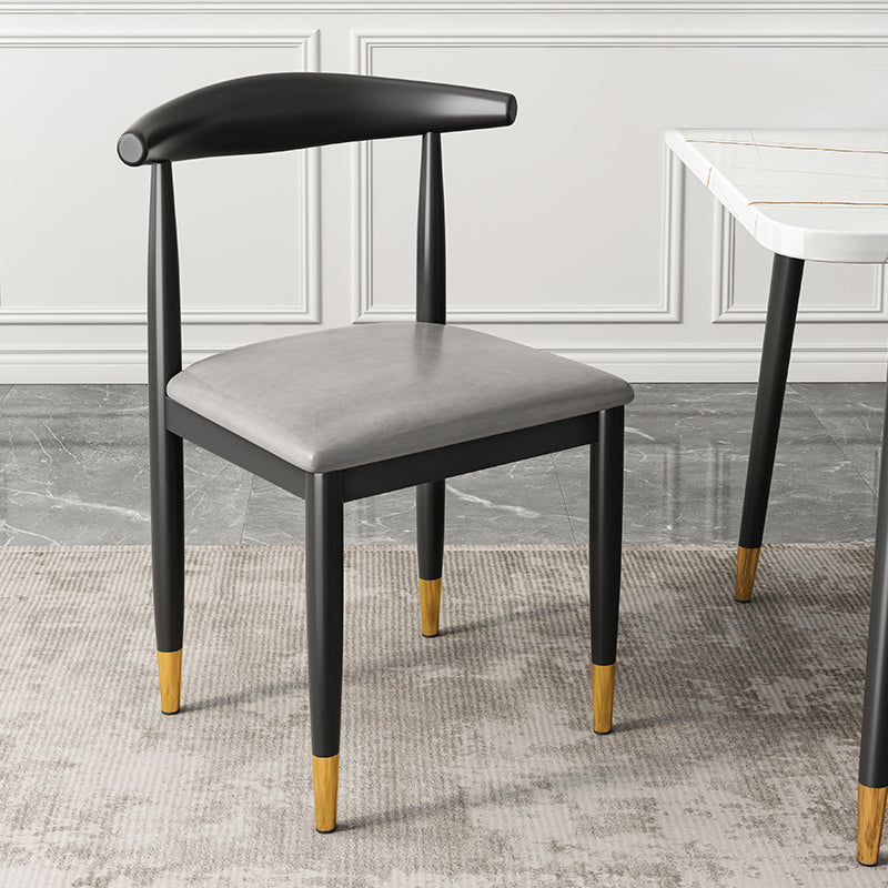 Contemporary Metal Side Chair Restaurant Armless Cow Horn Open Back Dining Side Chair