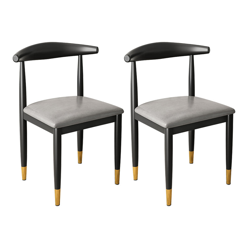 Contemporary Metal Side Chair Restaurant Armless Cow Horn Open Back Dining Side Chair
