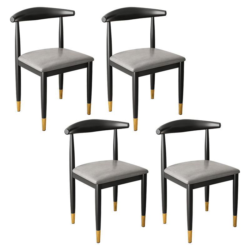 Contemporary Metal Side Chair Restaurant Armless Cow Horn Open Back Dining Side Chair
