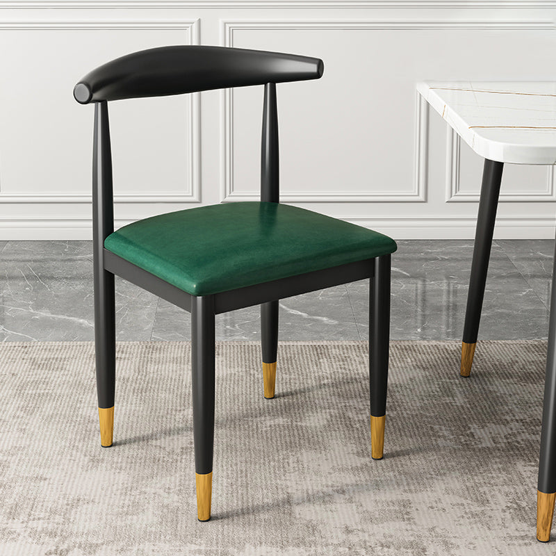 Contemporary Metal Side Chair Restaurant Armless Cow Horn Open Back Dining Side Chair