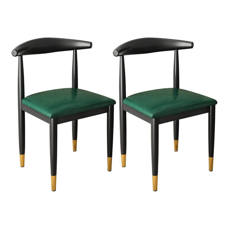 Contemporary Metal Side Chair Restaurant Armless Cow Horn Open Back Dining Side Chair
