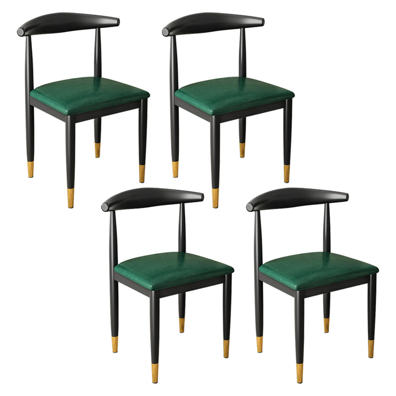 Contemporary Metal Side Chair Restaurant Armless Cow Horn Open Back Dining Side Chair