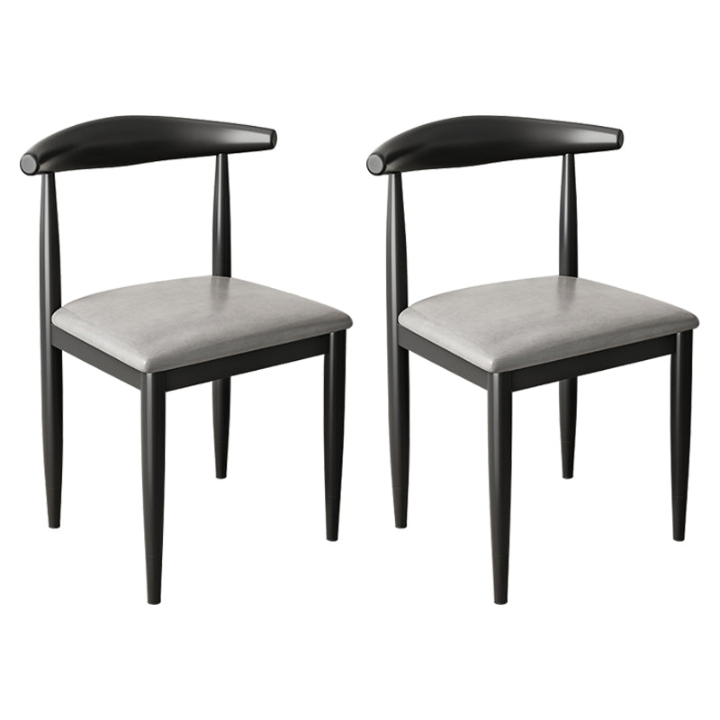 Contemporary Metal Side Chair Restaurant Armless Cow Horn Open Back Dining Side Chair