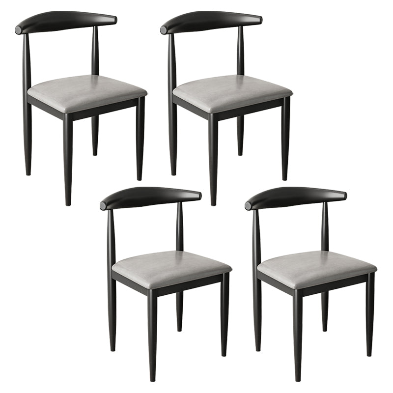 Contemporary Metal Side Chair Restaurant Armless Cow Horn Open Back Dining Side Chair