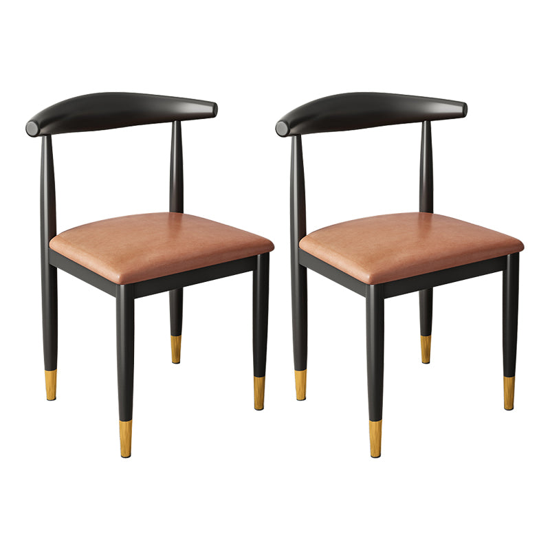 Contemporary Metal Side Chair Restaurant Armless Cow Horn Open Back Dining Side Chair