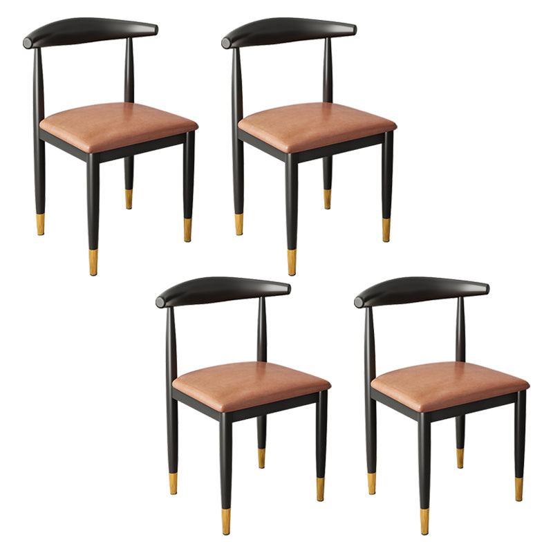 Contemporary Metal Side Chair Restaurant Armless Cow Horn Open Back Dining Side Chair