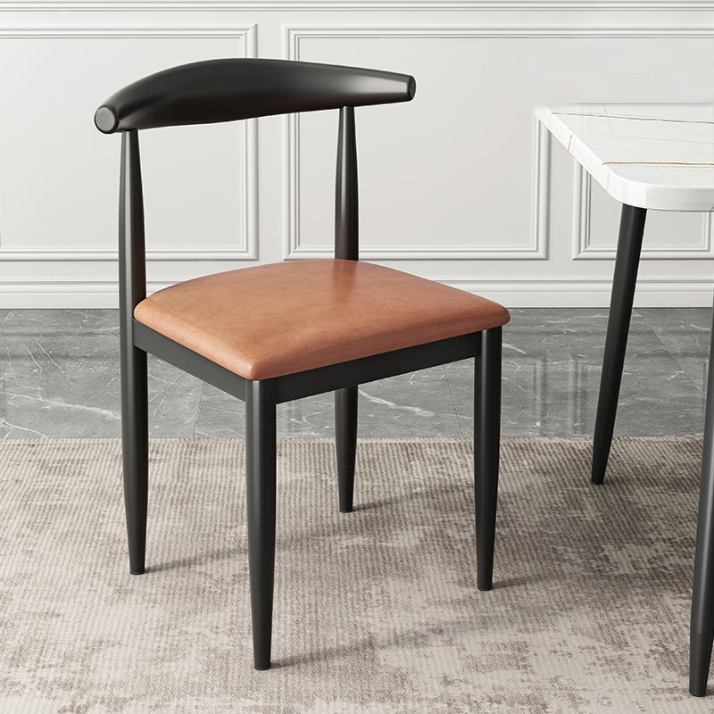 Contemporary Metal Side Chair Restaurant Armless Cow Horn Open Back Dining Side Chair