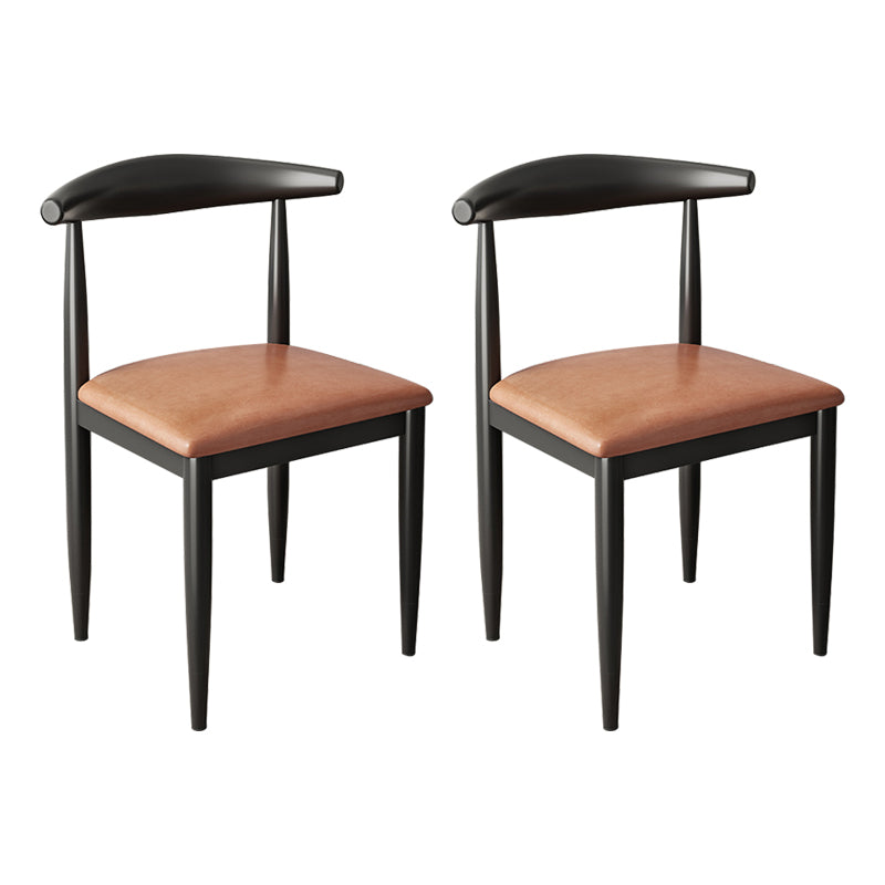 Contemporary Metal Side Chair Restaurant Armless Cow Horn Open Back Dining Side Chair