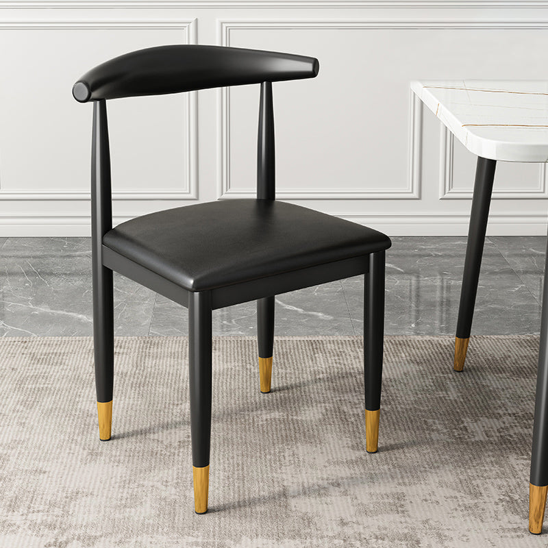 Contemporary Metal Side Chair Restaurant Armless Cow Horn Open Back Dining Side Chair