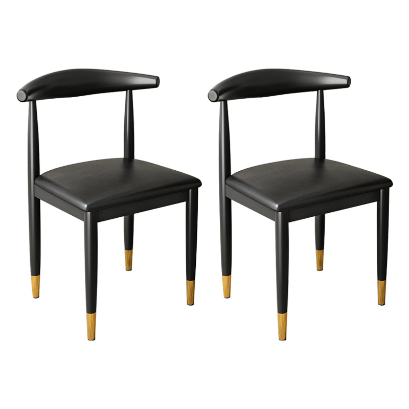 Contemporary Metal Side Chair Restaurant Armless Cow Horn Open Back Dining Side Chair