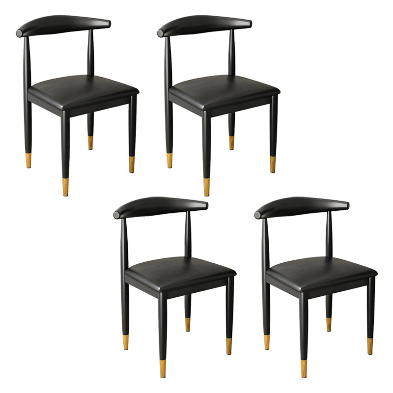 Contemporary Metal Side Chair Restaurant Armless Cow Horn Open Back Dining Side Chair