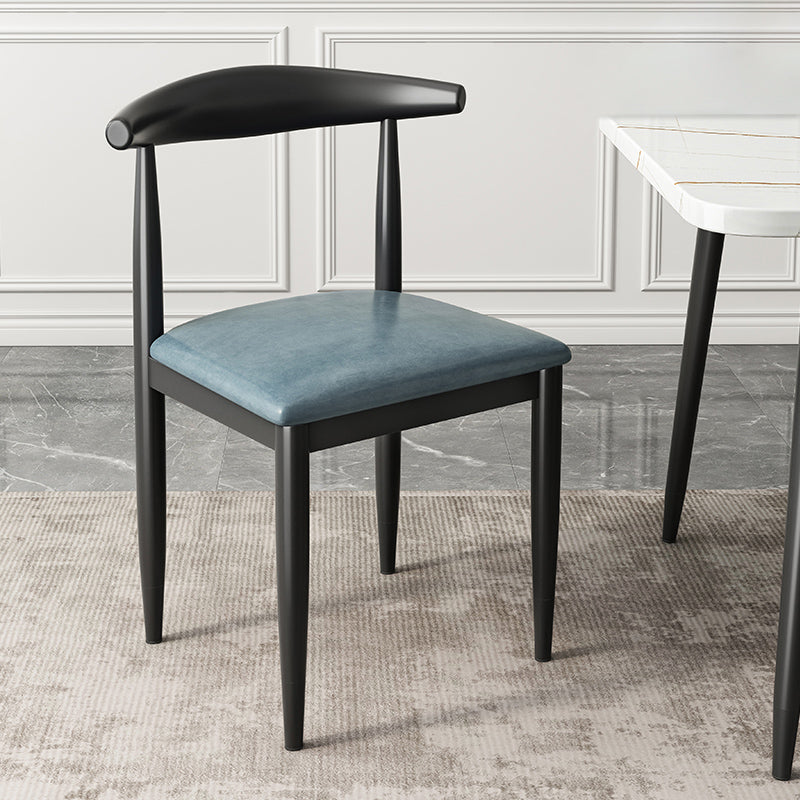 Contemporary Metal Side Chair Restaurant Armless Cow Horn Open Back Dining Side Chair