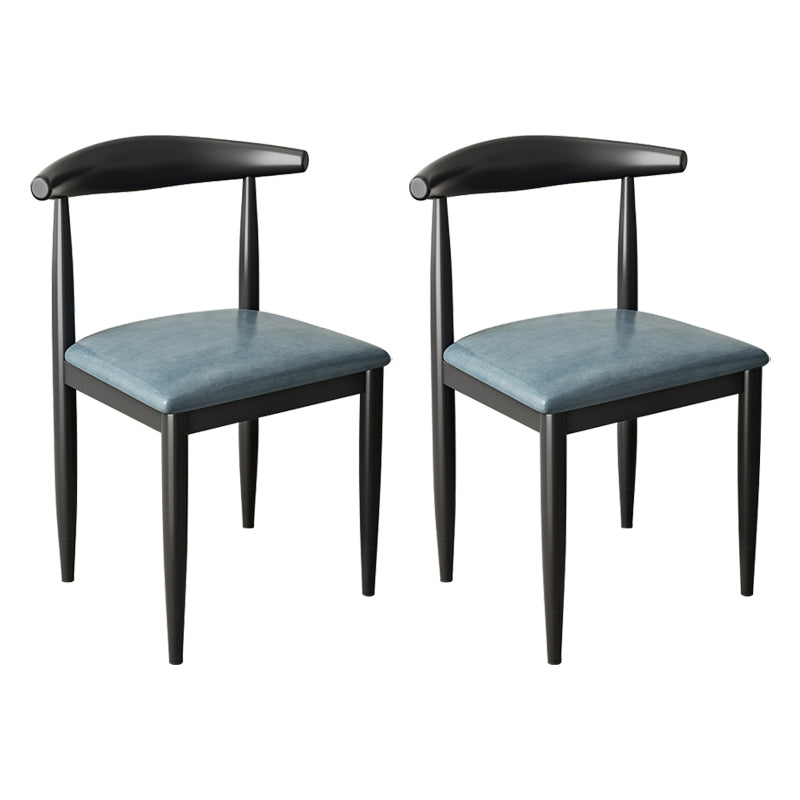 Contemporary Metal Side Chair Restaurant Armless Cow Horn Open Back Dining Side Chair