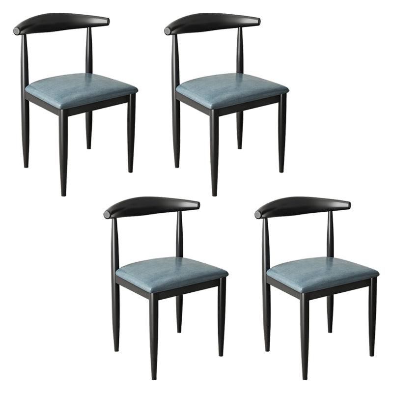 Contemporary Metal Side Chair Restaurant Armless Cow Horn Open Back Dining Side Chair