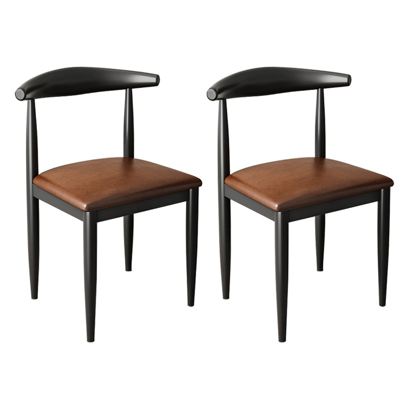 Contemporary Metal Side Chair Restaurant Armless Cow Horn Open Back Dining Side Chair