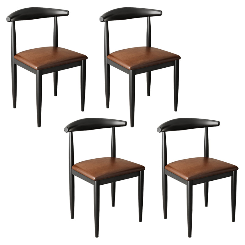 Contemporary Metal Side Chair Restaurant Armless Cow Horn Open Back Dining Side Chair