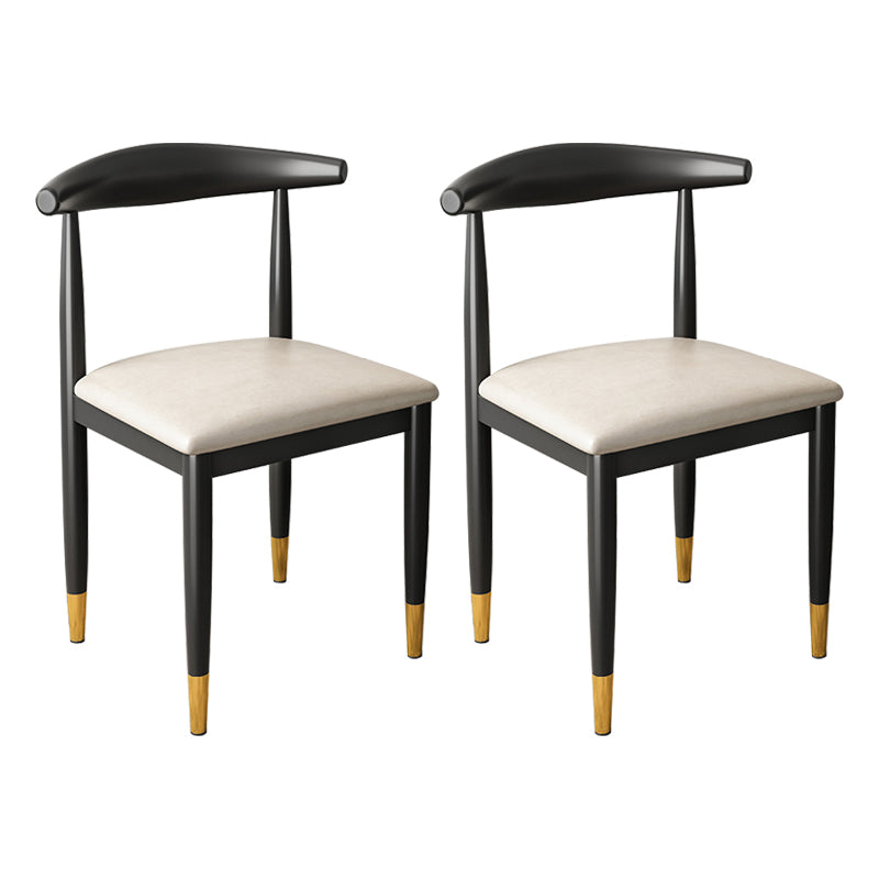 Contemporary Metal Side Chair Restaurant Armless Cow Horn Open Back Dining Side Chair