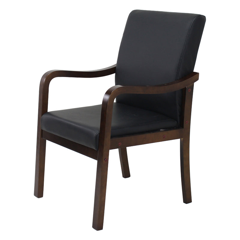 Modern Upholstered Dining Arm Chair Solid Back Dining Armchair with Wood Legs