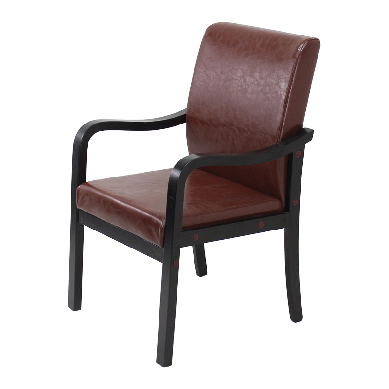 Modern Upholstered Dining Arm Chair Solid Back Dining Armchair with Wood Legs