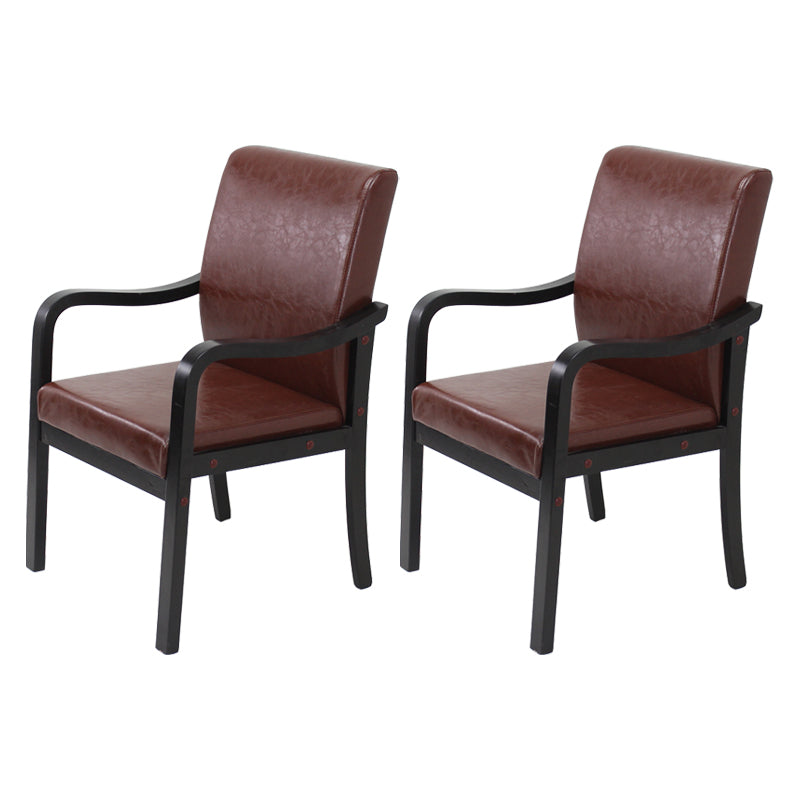 Modern Upholstered Dining Arm Chair Solid Back Dining Armchair with Wood Legs