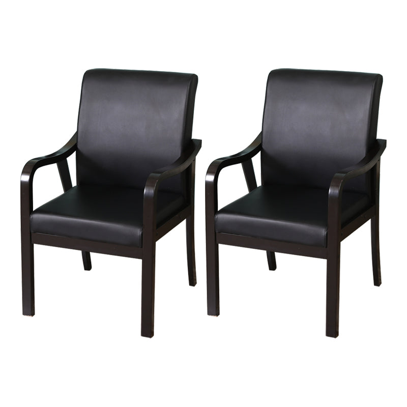 Modern Upholstered Dining Arm Chair Solid Back Dining Armchair with Wood Legs
