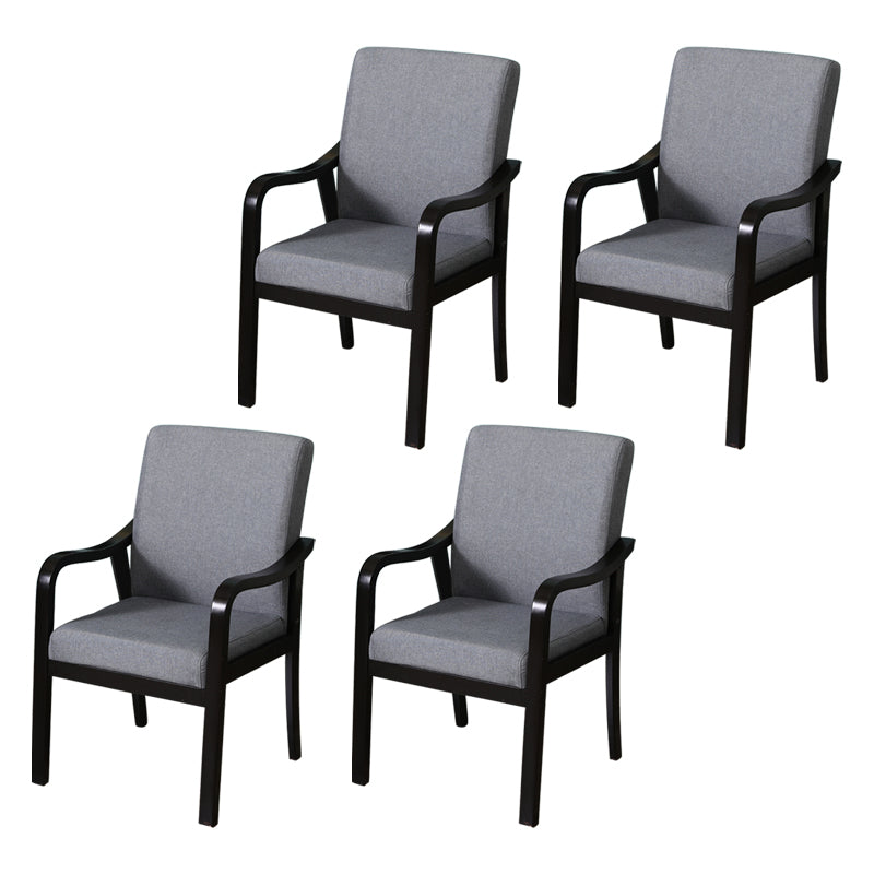 Modern Upholstered Dining Arm Chair Solid Back Dining Armchair with Wood Legs